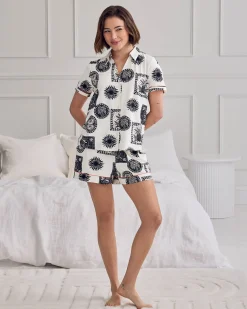 Organic Cotton Stamp & Tile Print Short Pyjama Set