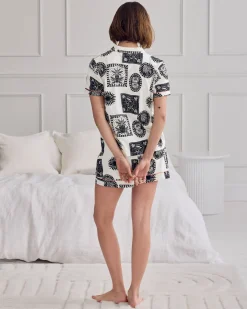 Organic Cotton Stamp & Tile Print Short Pyjama Set