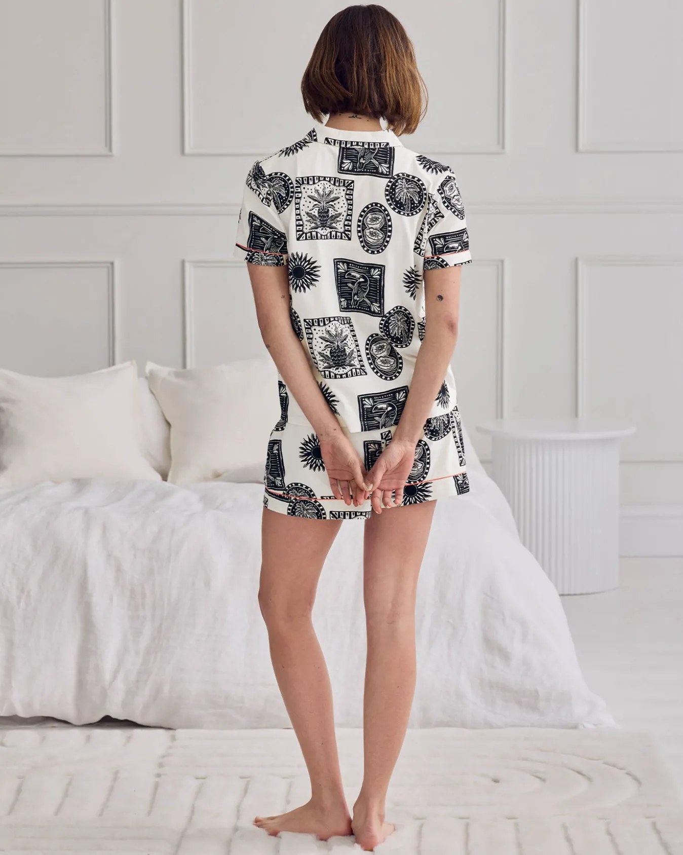 Organic Cotton Stamp & Tile Print Short Pyjama Set