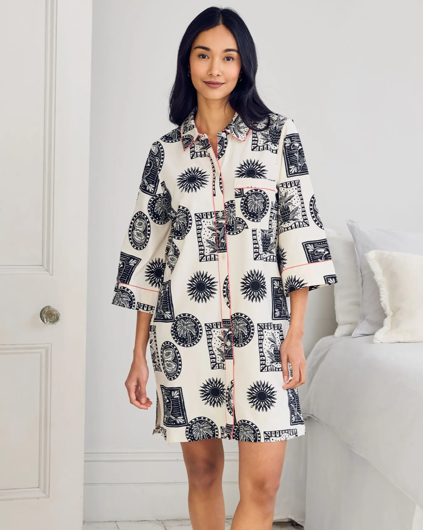 Organic Cotton Stamp & Tile Print Nightshirt