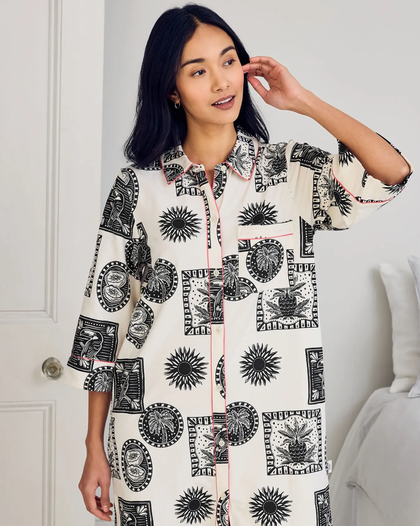 Organic Cotton Stamp & Tile Print Nightshirt