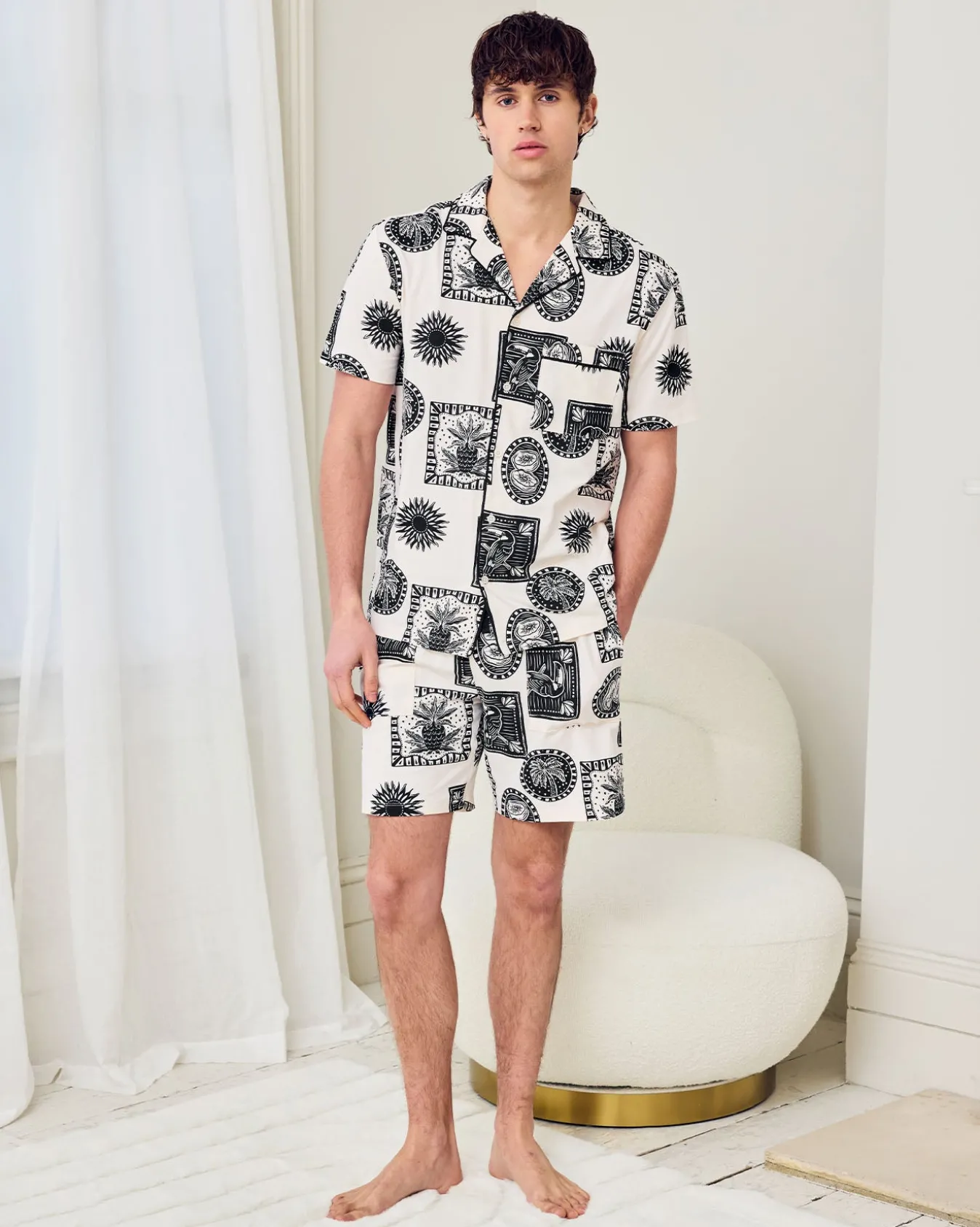 Organic Cotton Stamp & Tile Print Short Pyjama Set