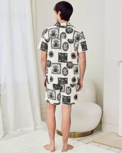 Organic Cotton Stamp & Tile Print Short Pyjama Set