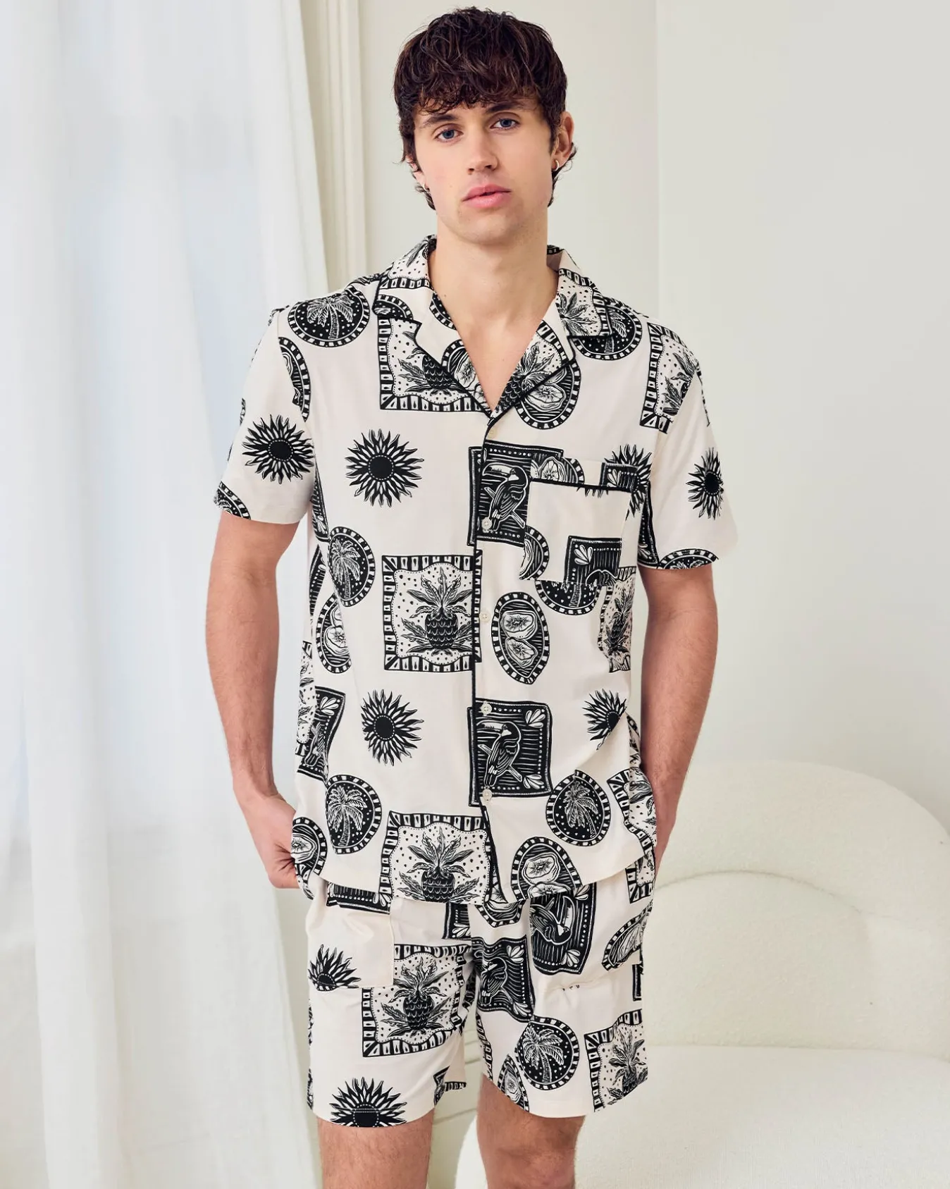 Organic Cotton Stamp & Tile Print Short Pyjama Set