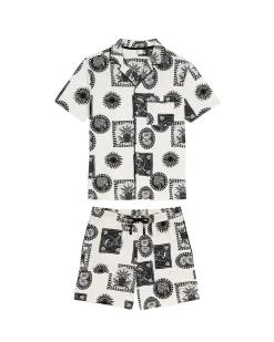 Organic Cotton Stamp & Tile Print Short Pyjama Set