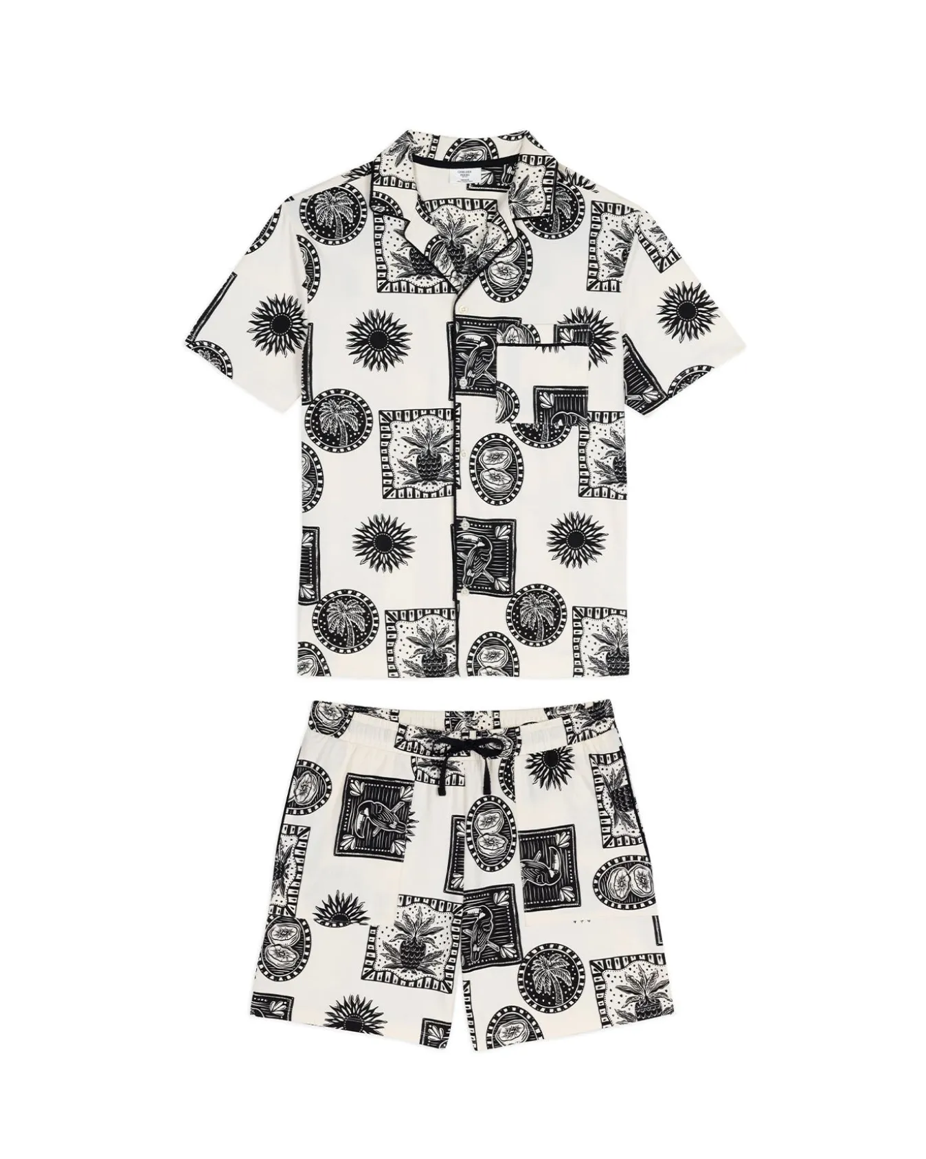 Organic Cotton Stamp & Tile Print Short Pyjama Set