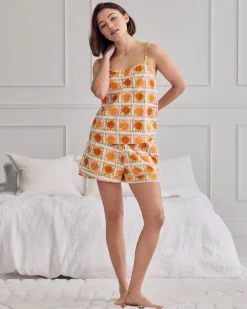 Organic Cotton Sunshine Tile Print Cami Short Pyjama Set