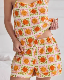 Organic Cotton Sunshine Tile Print Cami Short Pyjama Set