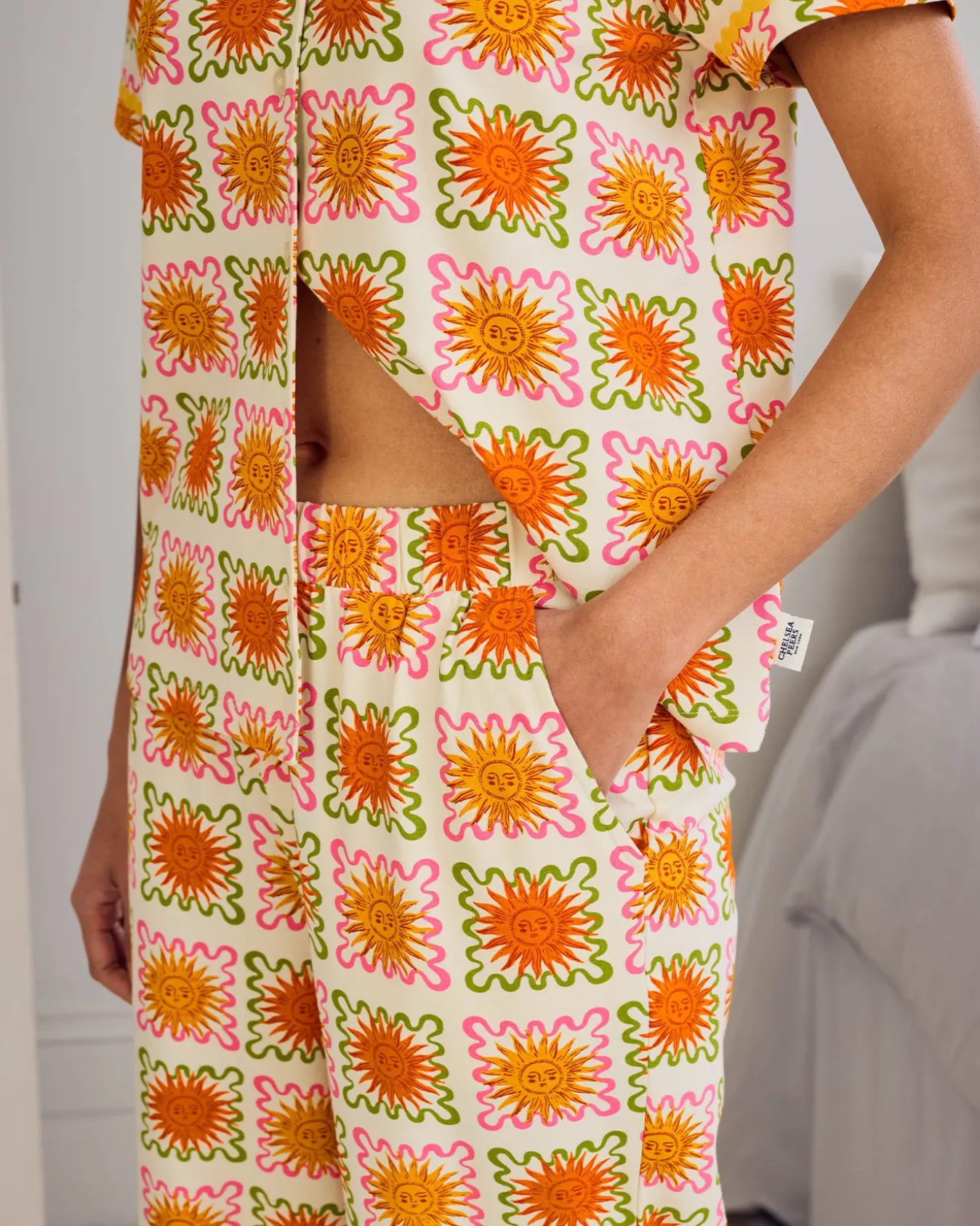 Organic Cotton Sunshine Tile Print Long Pyjama Set