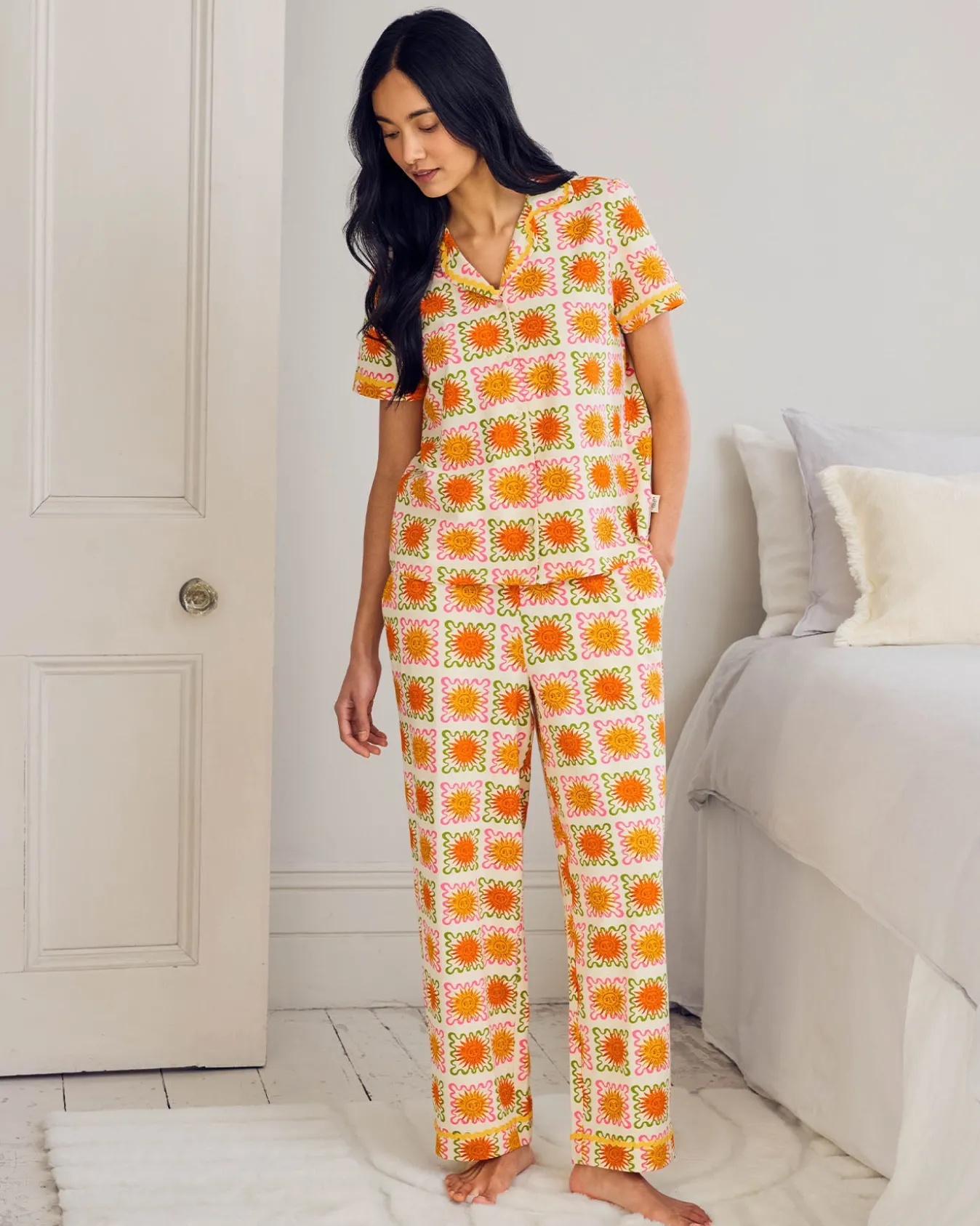 Organic Cotton Sunshine Tile Print Long Pyjama Set