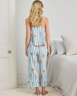 Organic Cotton Swimming Society Stripe Print Cami Long Pyjama Set