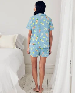 Organic Cotton Tennis & Cocktails Print Short Pyjama Set