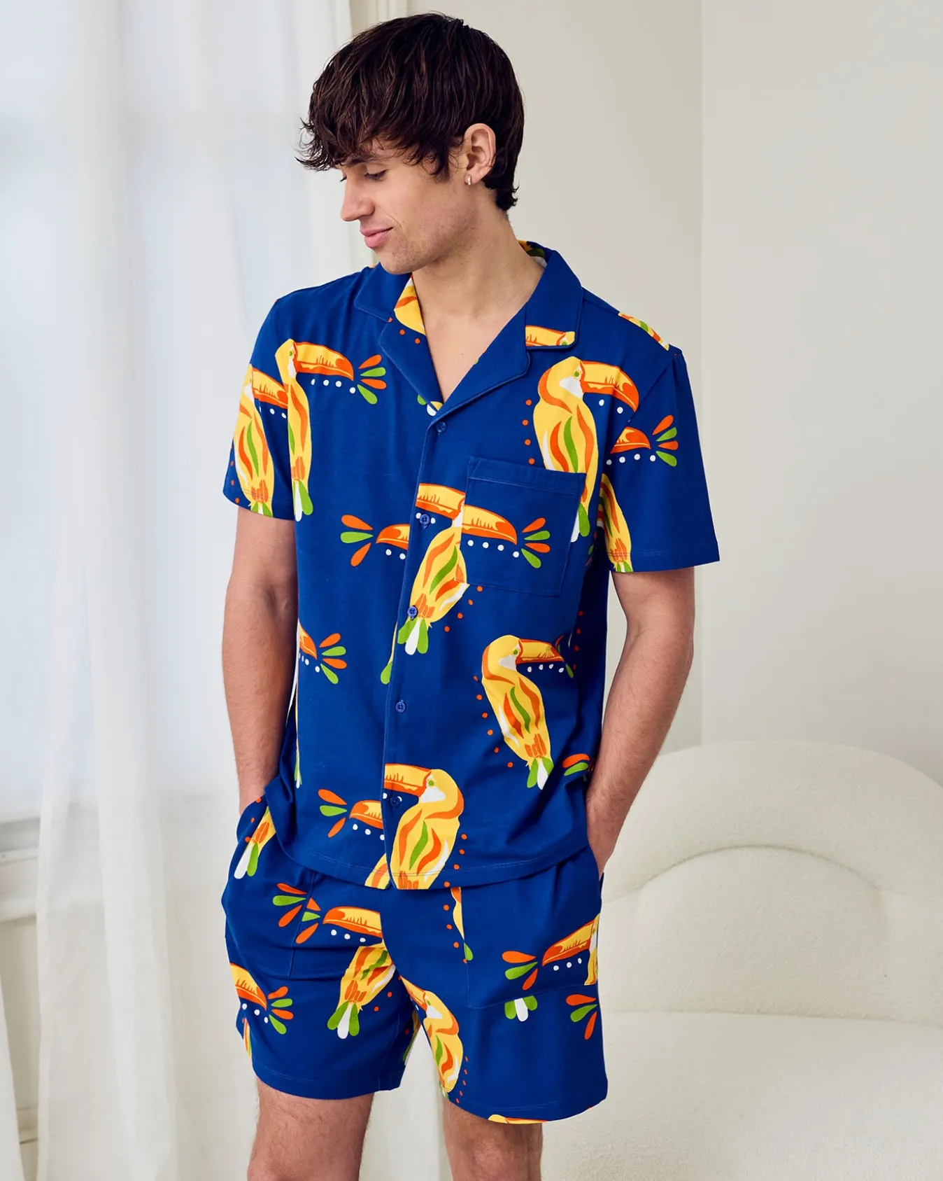 Organic Cotton Toucan Print Button Up Short Pyjama Set