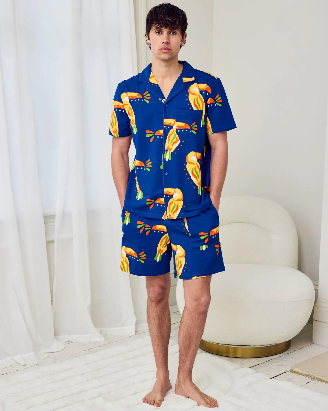 Organic Cotton Toucan Print Button Up Short Pyjama Set