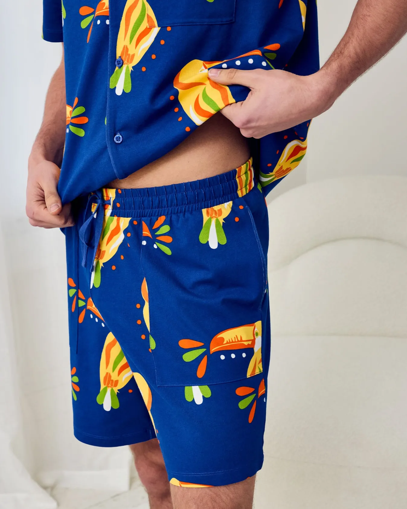 Organic Cotton Toucan Print Button Up Short Pyjama Set