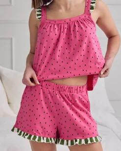 Organic Cotton Watermelon Print Frill Cami Short Pyjama Set