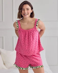 Organic Cotton Watermelon Print Frill Cami Short Pyjama Set