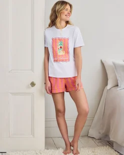 Organic Cotton Wavy Stripe Cocktail Print Short Pyjama Set