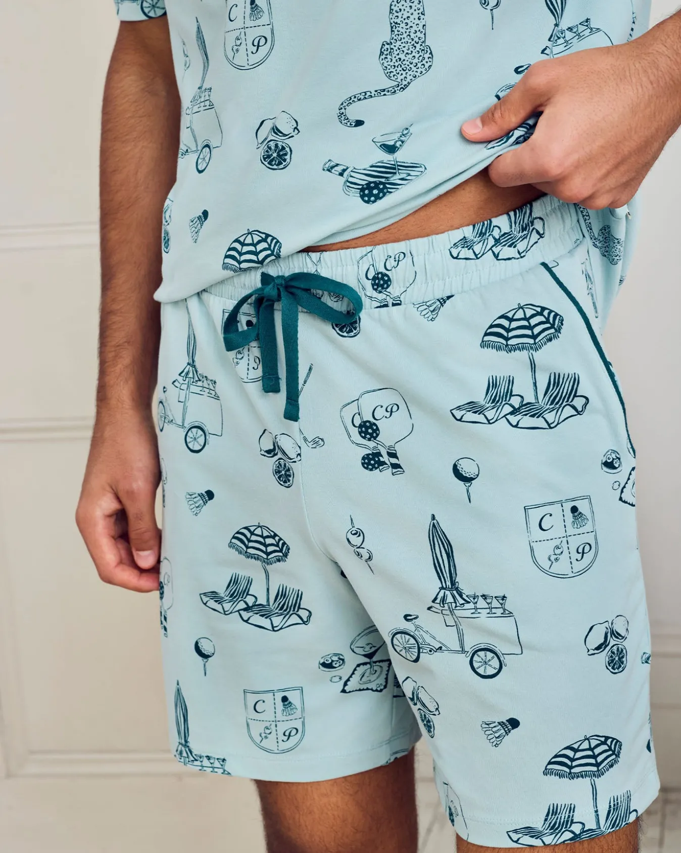 Organic Cotton Weekend Club Print Short Pyjama Set