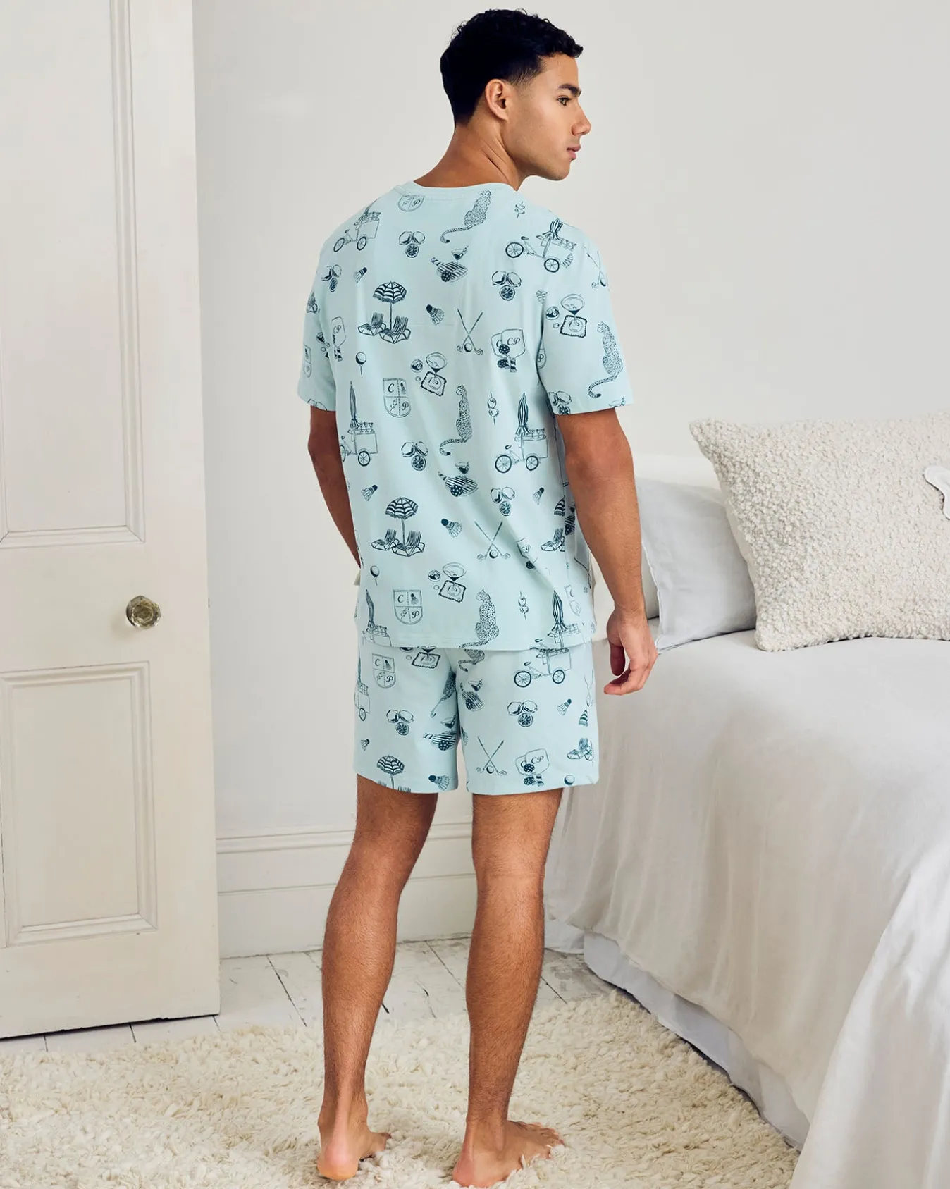 Organic Cotton Weekend Club Print Short Pyjama Set