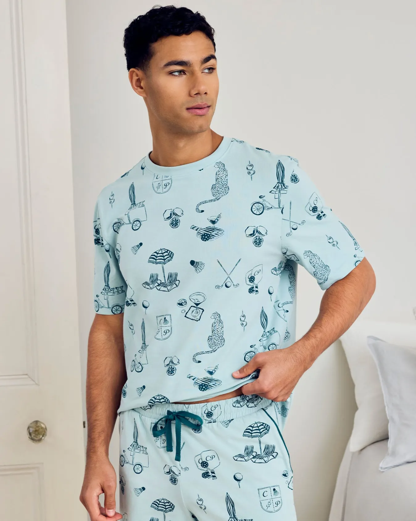 Organic Cotton Weekend Club Print Short Pyjama Set