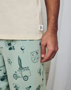 Organic Cotton Weekend Club Print Long Pyjama Set