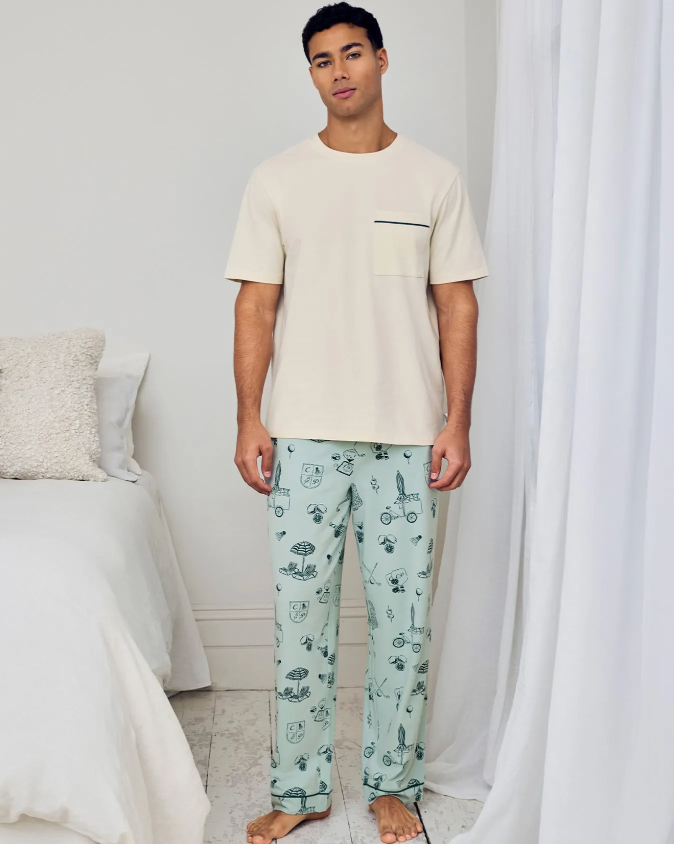 Organic Cotton Weekend Club Print Long Pyjama Set