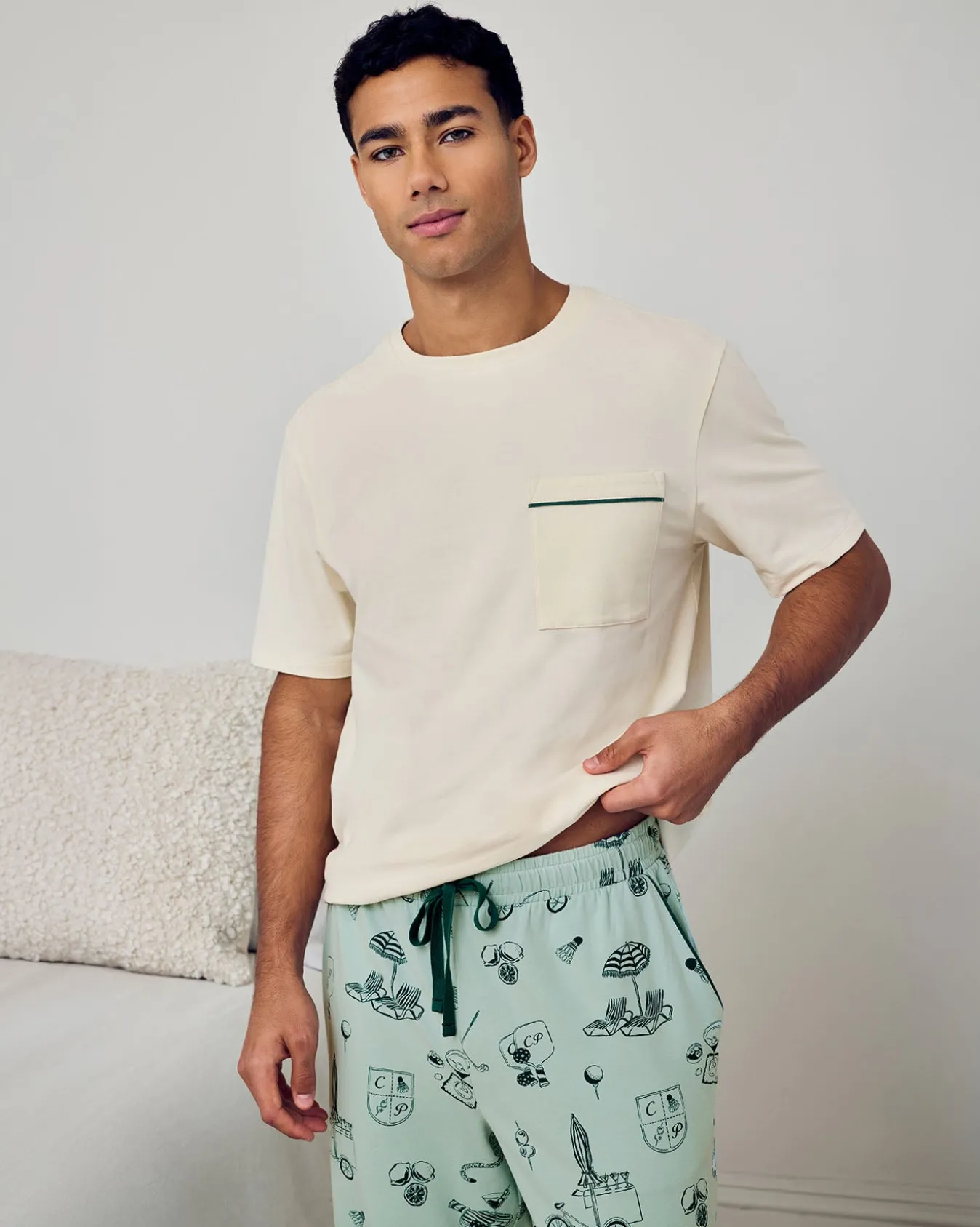 Organic Cotton Weekend Club Print Long Pyjama Set