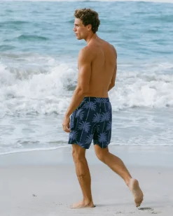 Palm Tree Print Swim Shorts - Navy