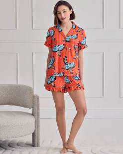 Parrot Stripe Print Frill Short Pyjama Set