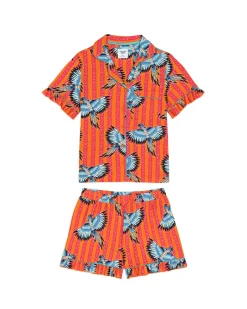 Parrot Stripe Print Frill Short Pyjama Set