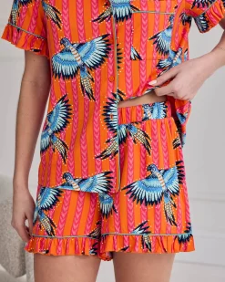 Parrot Stripe Print Frill Short Pyjama Set