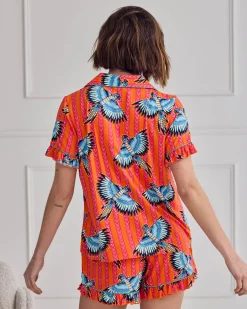 Parrot Stripe Print Frill Short Pyjama Set