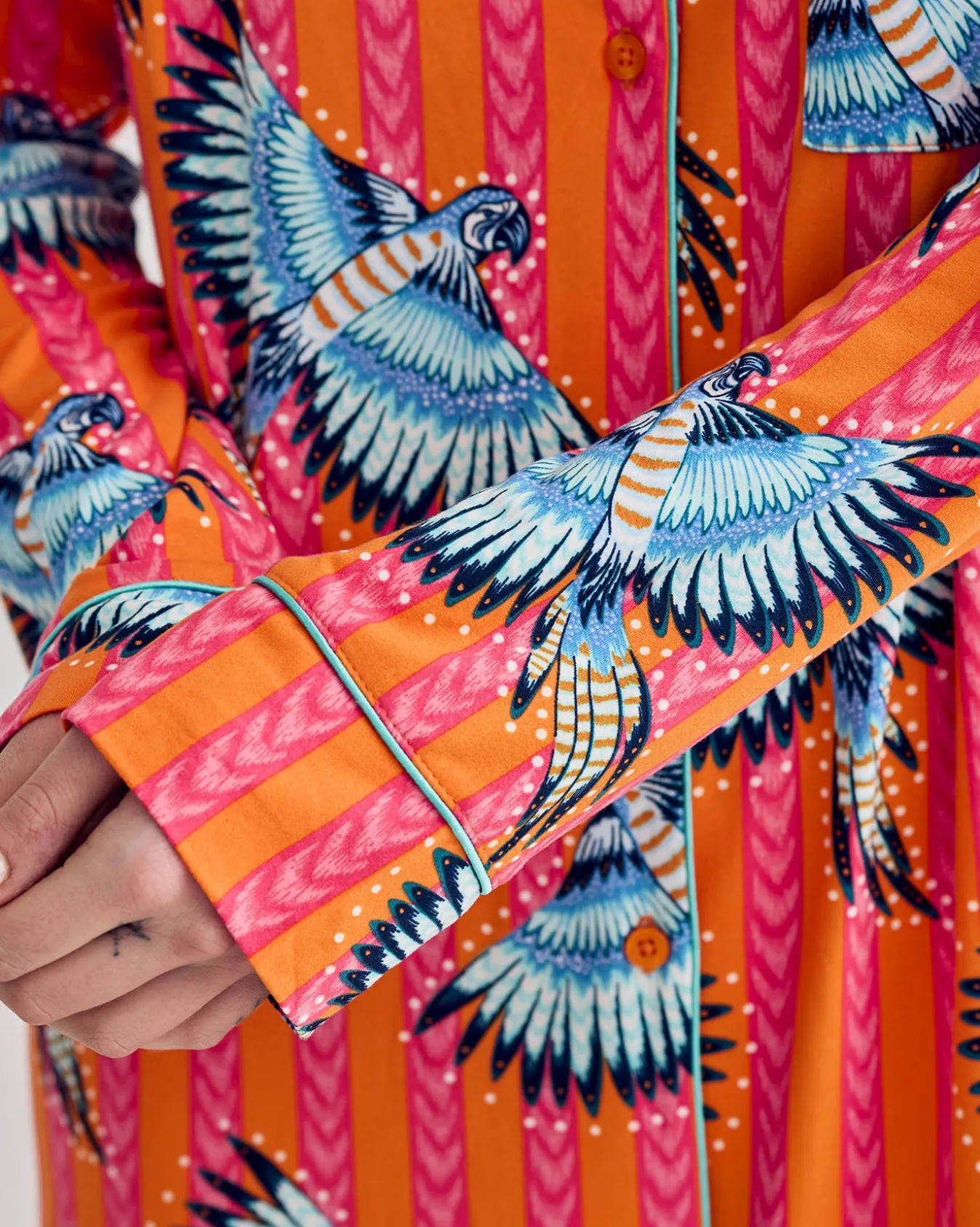 Parrot Stripe Print Nightshirt