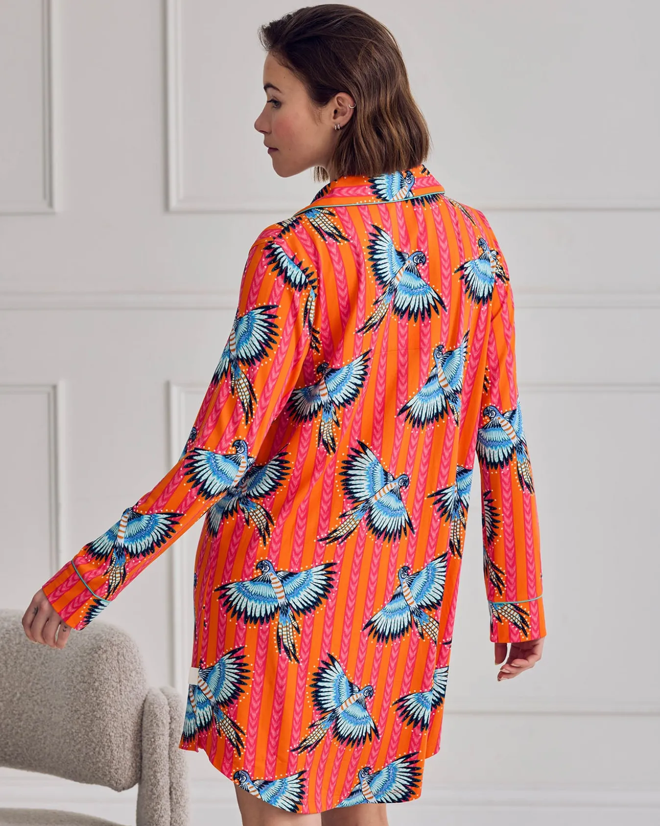 Parrot Stripe Print Nightshirt