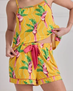 Parrot Wavy Stripe Print Cami Short Pyjama Set