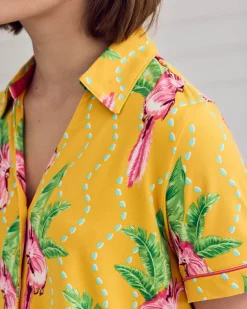 Parrot Wavy Stripe Print Short Pyjama Set