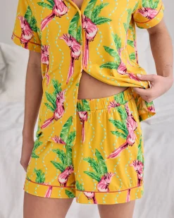 Parrot Wavy Stripe Print Short Pyjama Set