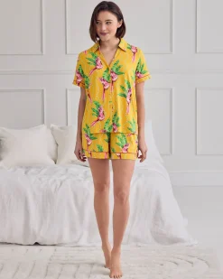 Parrot Wavy Stripe Print Short Pyjama Set