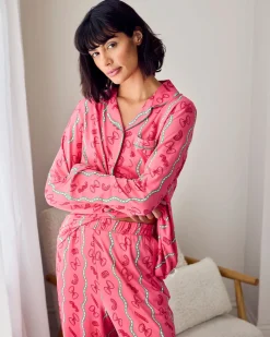 Pasta Stripe Print Long Pyjama Set