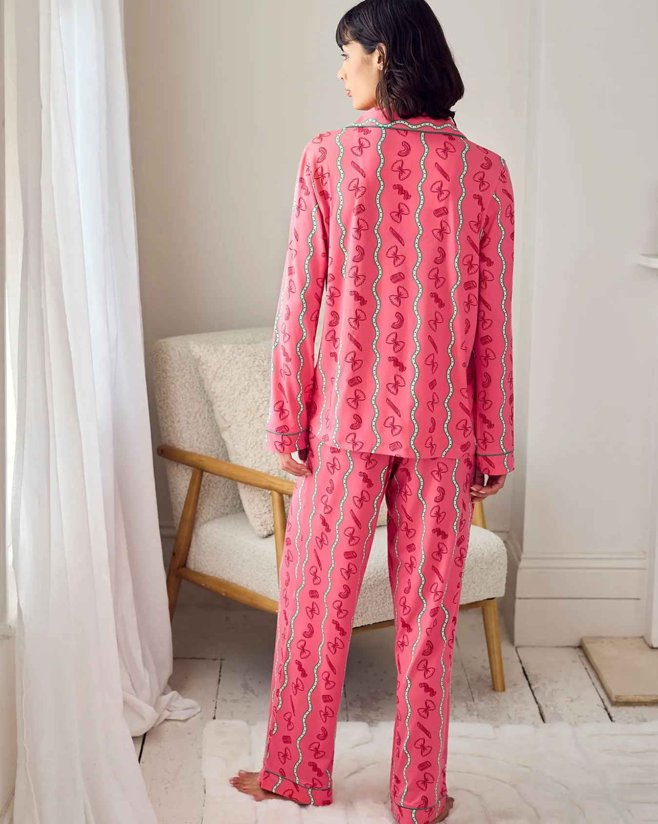 Pasta Stripe Print Long Pyjama Set