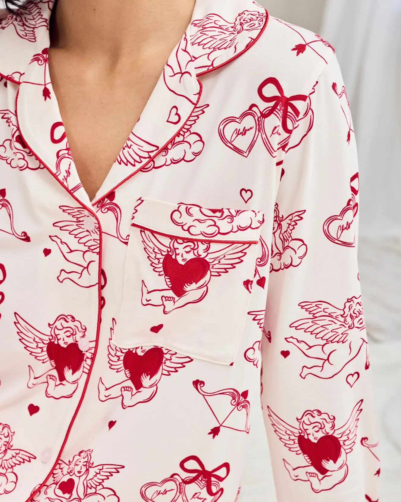 Petite Cherub Print Long Pyjama Set