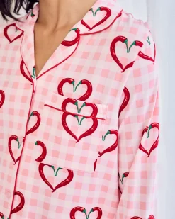 Petite Chilli Heart Print Long Pyjama Set