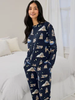 Petite Cockapoo Snooze Print Long Pyjama Set