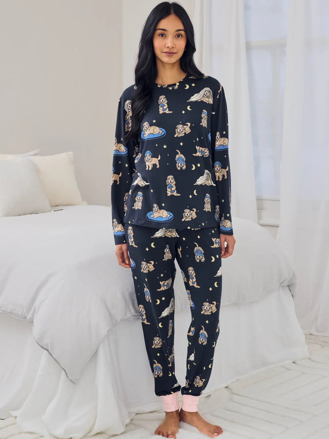 Petite Cockapoo Snooze Print Long Pyjama Set