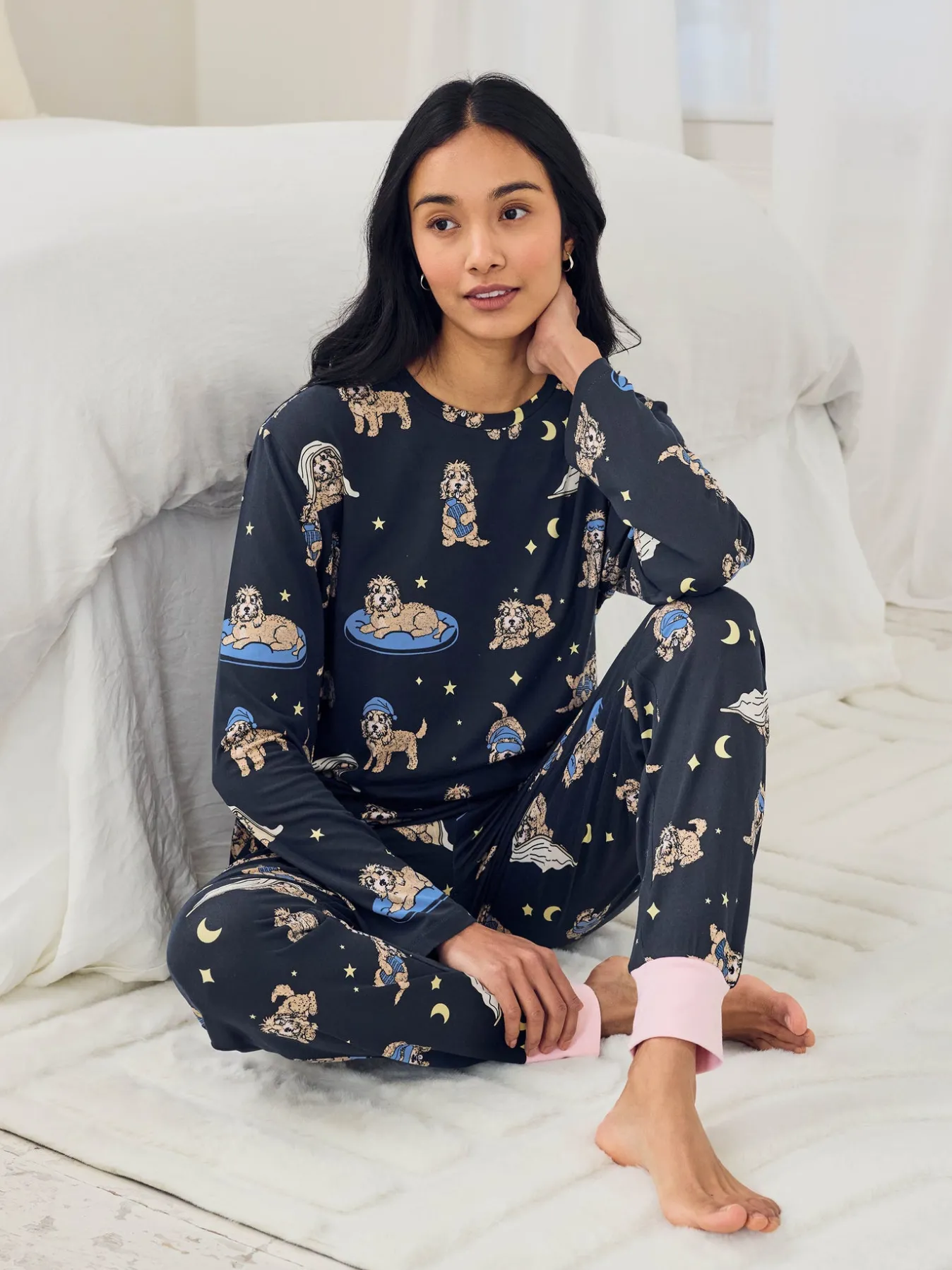 Petite Cockapoo Snooze Print Long Pyjama Set