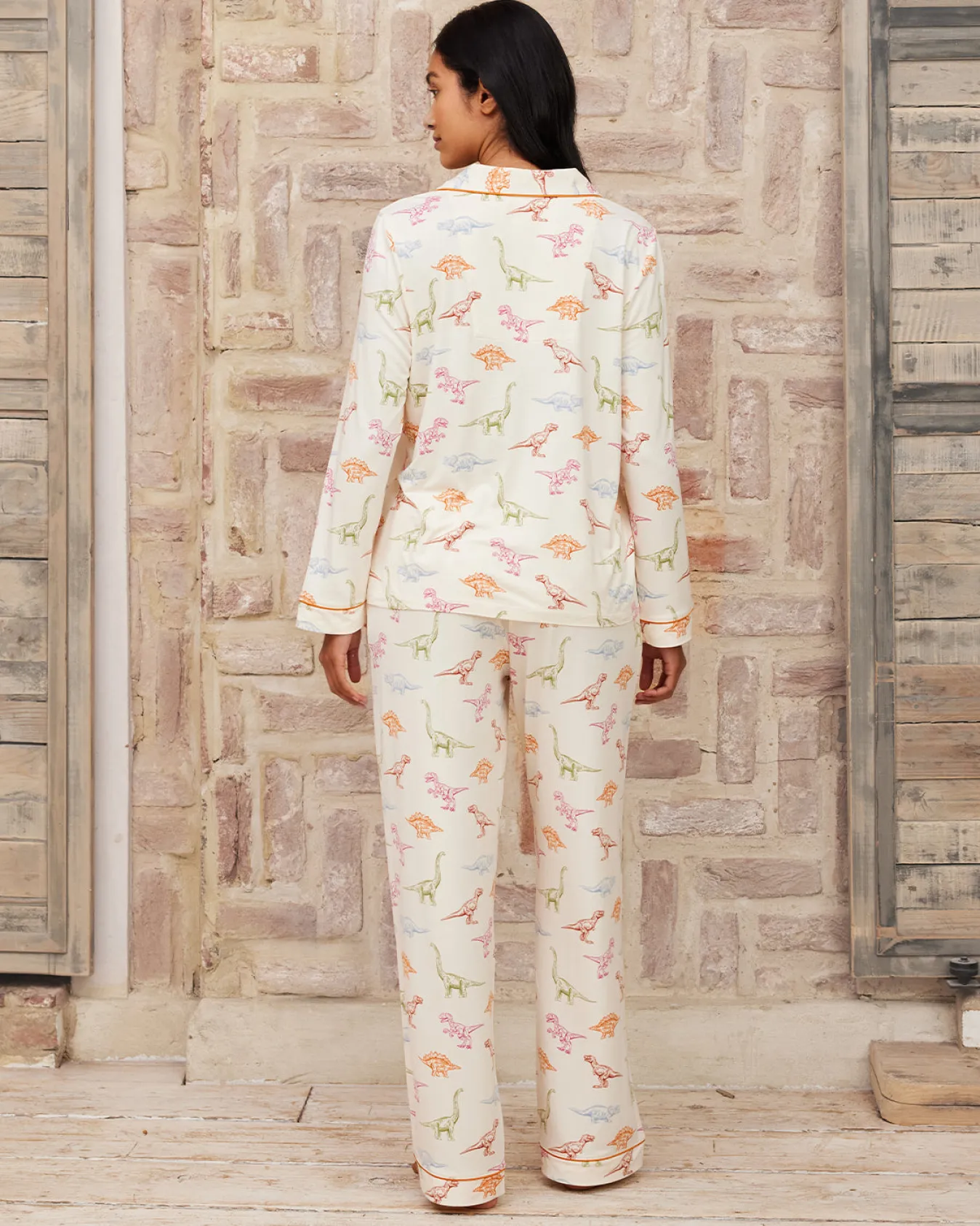 Petite Dinosaur Print Long Pyjama Set