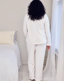 Petite Organic Cotton Lilac Stripe Frill Long Pyjama Set