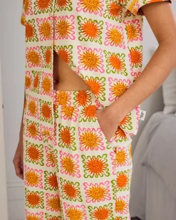 Petite Organic Cotton Sunshine Tile Print Long Pyjama Set