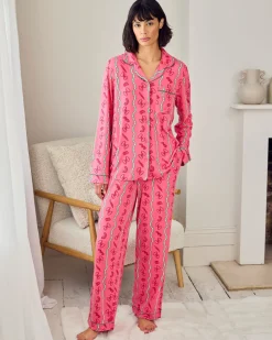 Petite Pasta Stripe Print Long Pyjama Set